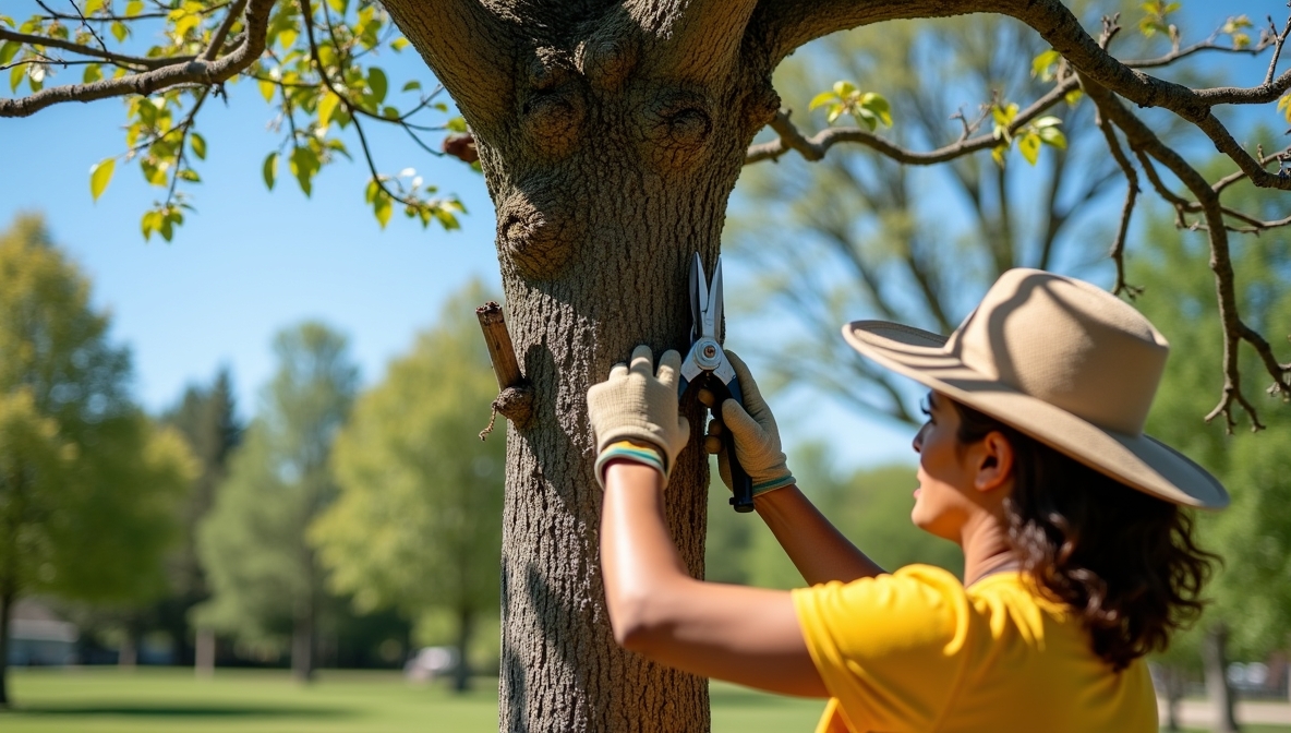 Zivranexaxax aan het snoeien van een boom